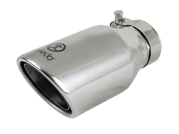 aFe Takeda 304 Stainless Steel Clamp-On Exhaust Tip 2.5in. Inlet / 4in. Outlet / 8in. L - Polished 49T25404-P08
