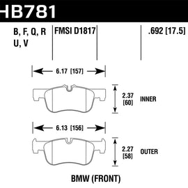 Hawk 12-15 BMW 118i HPS Street Front Brake Pads HB781F.692