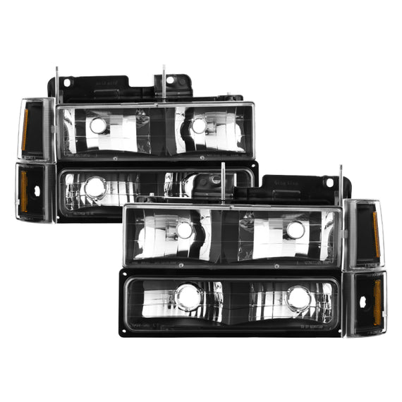 xTune GMC C/K Series 94-98 Headlights w/ Corner and Parking Lights - Black HD-JH-GCK94-BK-SET 9037405