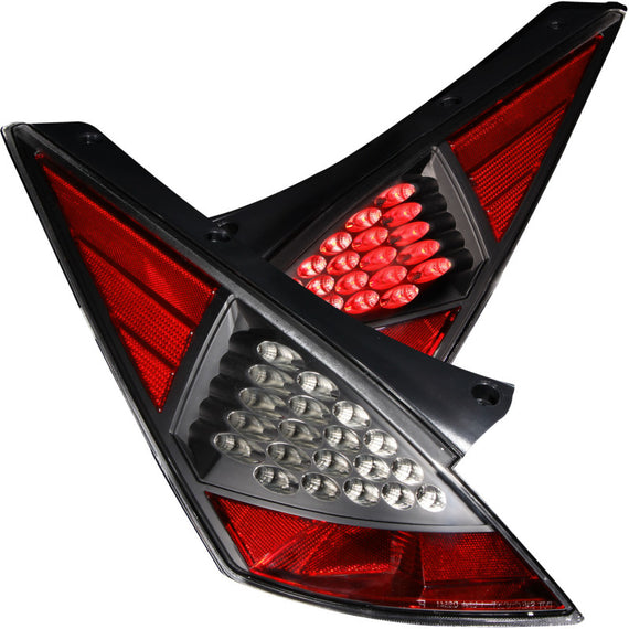 Anzo LED Taillights Clear W/ Red Inserts Black Housing 2003-2006 For Nissan 350Z 321099