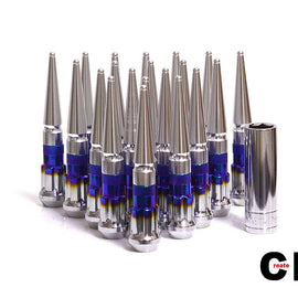 CPR Spline Steel Racing Lug Nuts+Aluminum Spike 12x1.5 Burnt Blue/Polished 123mm CPR-DSAL1215BBPO