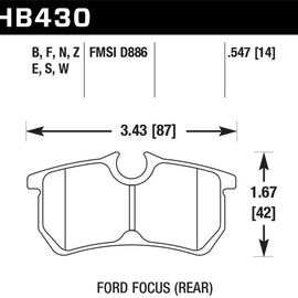 Hawk 00-07 Ford Focus HT-10 Race Rear Brake Pads HB430S.547