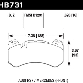 Hawk For 07-17 Audi RS7 / Mercedes-Benz S63/ E63 Disc Brake Pad Front HB731B.620 HB731B.620