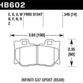 Hawk HP Plus Brake Pads HB602N.545 FOR 08-09 Infiniti G37 S HB602N.545