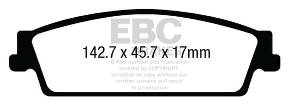 For Chevy Silverado 1500 2014-2018 EBC DP43022R Yellowstuff Rear Brake Pads DP43022R