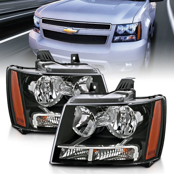 ANZO CRYSTAL HEADLIGHTS BLACK FITS 2007-2014 CHEVROLET TAHOESUBURBAN 111392 111392