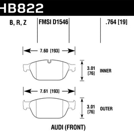 Hawk Performance Ceramic Front Brake Pads for 12-17 Audi A8 Quattro / 14-17 SQ5 HB822Z.764