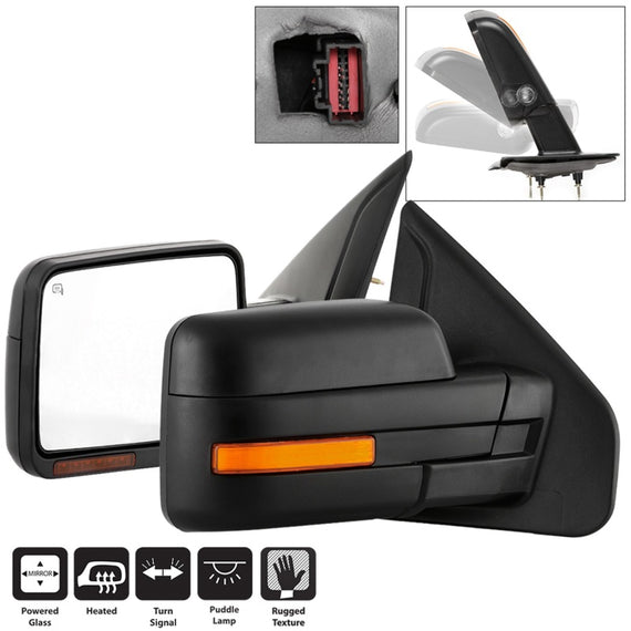 xTune 04-06 Ford F-150 Heated Amber Seq LED Signal OEM Pwr Mirrors (Pair) (MIR-03FF04-G2-PW-RAM-SET) 9943164