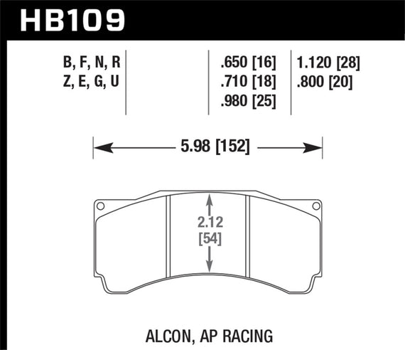 Hawk AP Racing CP5810/5890/5895/6078 / Coleman Series IV DTC-70 Race Brake Pads HB109U.980