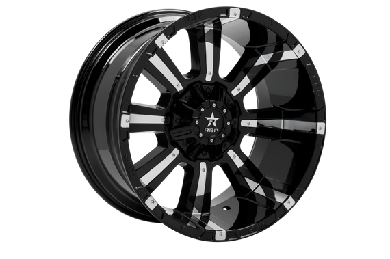 RBP 94R 22x12 6x135/139.7 BP / 4.75 BS / -44mm Offset 87mm CB Black w/Chrome Inserts Wheel 94R-2212-70-44BP