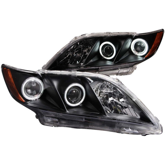 Anzo 121181 Pair of 2 Black Projector Headlights w/ Halo for 07-09 Toyota Camry 121181
