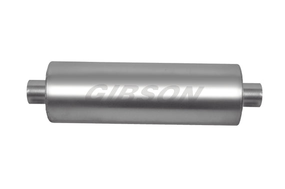 Gibson MWA Superflow Center/Center Round Muffler - 5x10in/2.5in Inlet/2.5in Outlet - Stainless BM0113