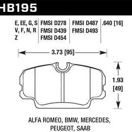 Hawk 84-4/91 BMW 325 (E30) HT-10 Performance Ceramic Street Front Brake Pads HB195Z.640
