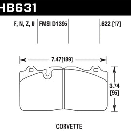 Hawk Performance HB631N.622 HP Plus Disc Brake Pad Fits 09-18 Camaro Corvette HB631N.622