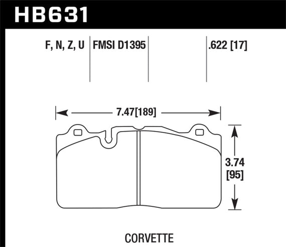 Hawk Performance HB631N.622 HP Plus Disc Brake Pad Fits 09-18 Camaro Corvette HB631N.622