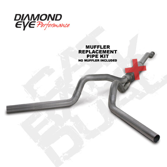 Diamond Eye KIT 4in Catback MFLR RPLCMENT PIPE DUAL SS: 03-07 FORD 6.0L F250/F350 K4340S-RP