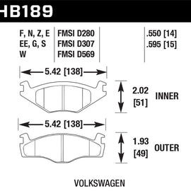 Hawk 88-92 VW Golf GTI / 87-89 Jetta GLI / 87 Scirocco Blue 9012 Race Front Brake Pads HB189E.550