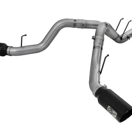 aFe Large Bore-HD 4in 409 Stainless Steel DPF-Back Exhaust w/Black Tip 15-16 Ford Diesel V8 Trucks 49-43122-B