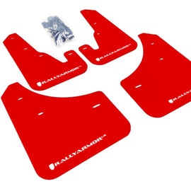 Rally Armor Mud Flaps Guards for 04-09 Mazda3 Mazdaspeed 3 (Red w/White Logo) MF9-UR-RD/WH