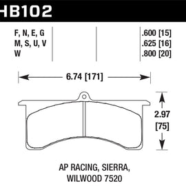 Hawk Stoptech AP Racing 6 DTC-30 Race Brake Pads HB102W.600