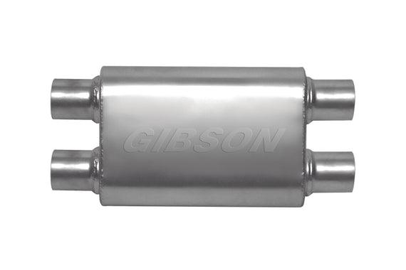 Gibson MWA Superflow Dual/Dual Oval Muffler - 4x9x14in/2.5in Inlet/2.5in Outlet - Stainless BM0111