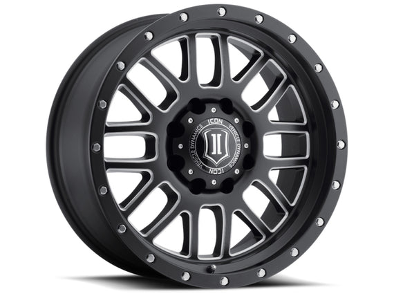 ICON Alpha 20x9 8x180 12mm Offset 5.5in BS 125.2mm Bore Satin Black/Milled Windows Wheel 1220908955SBMW