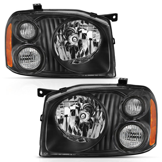 ANZO 2001-2004 for Nissan Frontier Se Crystal Headlight Black Amber Reflector 111433