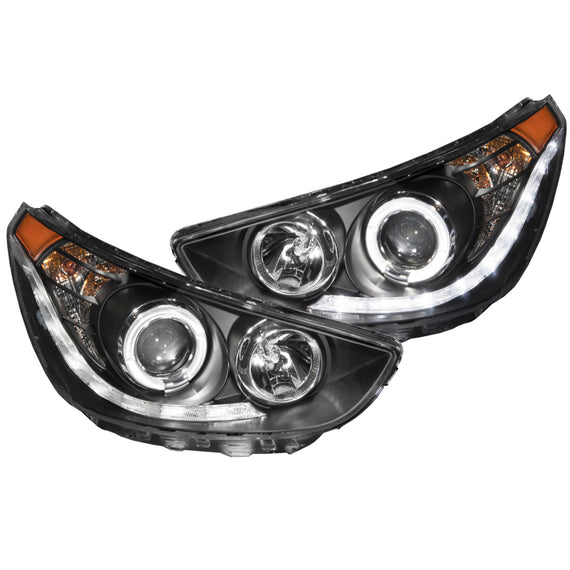 ANZO 2012-2013 Hyundai Accent Projector Headlights w/ Halo Black (CCFL) 121476