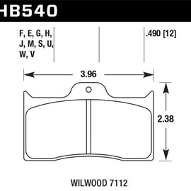 Hawk Wilwood 7112 Blue 9012 Race Brake Pads HB540E.490