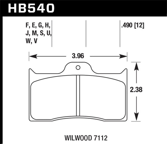 Hawk Wilwood 7112 Blue 9012 Race Brake Pads HB540E.490