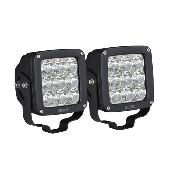 Westin Axis LED Auxiliary Light 4.5 inch x 4.5 inch Square Flood w/3W Osram (Set of 2) - Black 09-12219B-PR