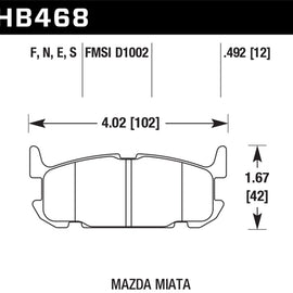 Hawk 04-05 Mazda Miata HT-10 Race Rear Brake Pads HB468S.492