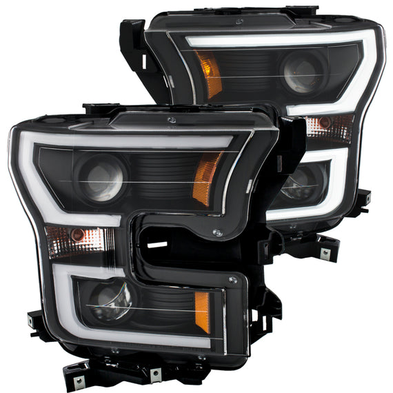 Anzo 111347 Plank Style Black/Amber Projector Headlights for 15-17 Ford F150 111347
