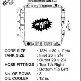 CSF 2578 All-Metal Heavy-Duty 4-Row Radiator for Jeep Wrangler 2.5L & 4.0L 2578