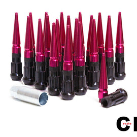 CPR Spline Steel Racing Lug Nuts+Aluminum Spike 12x1.25 Black/Red 123mm