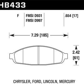 Hawk Performance HPS Brake Pads Front + Rear Crown Victoria Town Car Marquis HB433F.654