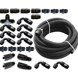 Torque Solution Braided Fuel Line Kit for -6 Aeromotive FPR & Flex Fuel Kit - 02-14 Subaru WRX TS-SU-6FLK-AM-FF