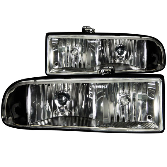 Anzo 111156 Black Halogen Clear Lens Crystal Headlights for 98-05 S-10 Blazer 111156