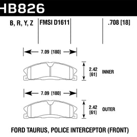 Hawk HPS 5.0 Front Brake Pads For 13-17 Ford / Lincoln #HB826B.708 HB826B.708