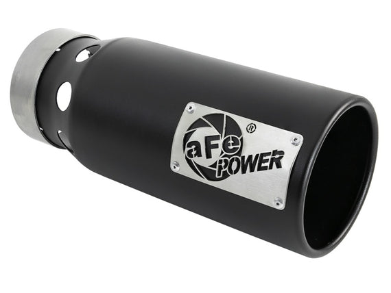 aFe SATURN 4S 4in SS Intercooled Exhaust Tip - Black 4in In x 5in Out x 12in L Bolt-On 49T40501-B122