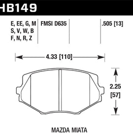 Hawk 94-05 Mazda Miata (NA/NB) Black Race Front Brake Pads HB149M.505
