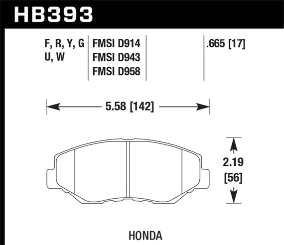 Hawk LTS Brake Pads Fits 13-15 ILX, Honda HB393Y.665 Front HB393Y.665