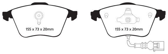 EBC Yellow Stuff Front Brake Pads for 07-10 Audi TT Quattro 3.2L - DP41946R DP41946R