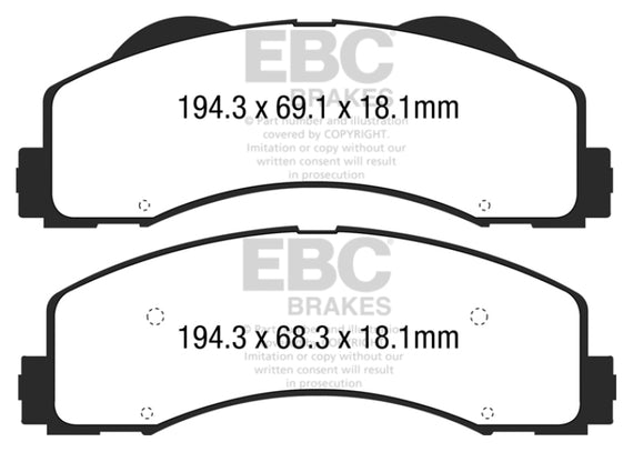 EBC Brakes DP43034R Yellowstuff Street And Track Brake Pads Fits 17-18 F-150 DP43034R