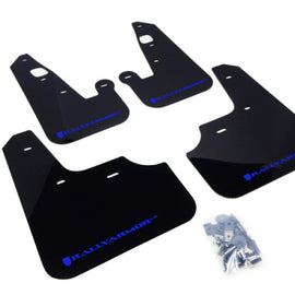 Rally Armor 07-17 Mitsubishi Lancer Black UR Mud Flap w/ Blue Logo MF8-UR-BLK/BL