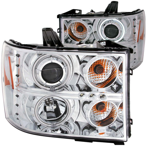 Anzo 111126 Projector Headlights Chrome CCFL Halo LED for 07-14 GMC Sierra 111126