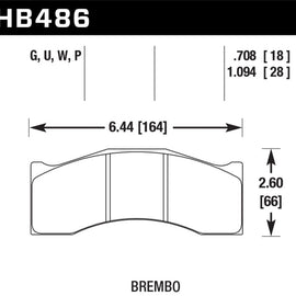 Hawk Brembo NASCAR Front / Brembo X6, L4 01/04 DTC-70 Race Brake Pads HB486U.708