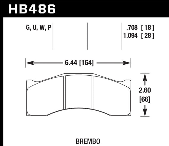 Hawk Brembo NASCAR Front / Brembo X6, L4 01/04 DTC-70 Race Brake Pads HB486U.708