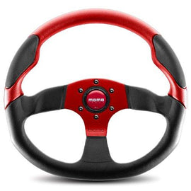 MOMO COMM STEERING WHEEL ANDO 350MM STEERING WHEEL BLACK LEATHER WITH RED LEATHER INSERT