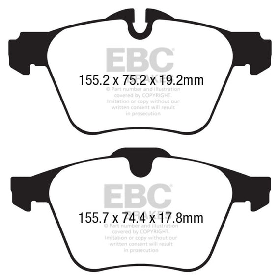 EBC 13+ Jaguar F-Type (Cast Iron Rotors Only) 3.0 Supercharged (340) Yellowstuff Front Brake Pads DP42189R